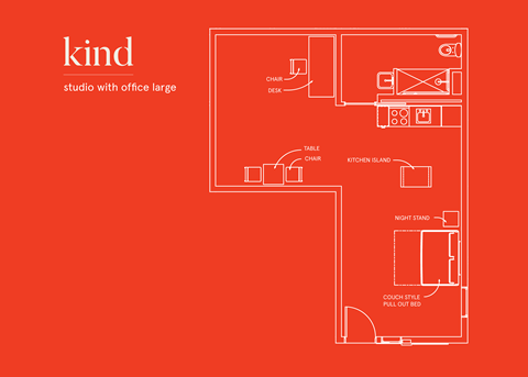 Floor plan for studio, 1 bath, 588 sqft